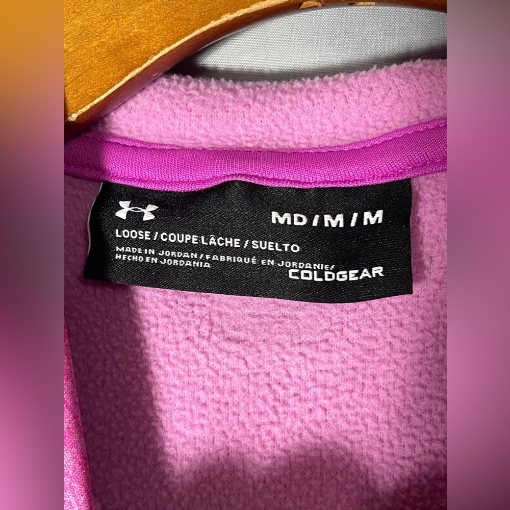 Under Armour Women's Long Sleeve Funnel Neck Cold gear Sweatshirt Hoodie Pink M - Picture 7 of 8